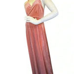Lulus  whimsical romance pink velvet faux-wrap maxi dress slits size medium.#67 Photo 3