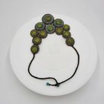Vintage Beaded Bib Necklace 19" Rope Artisan Crochet Bohemian Statement Handmade Green Photo 8