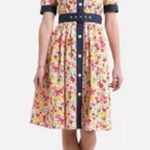 United Colors Of Benetton  Floral Button-Down Dress with Navy Accents Photo 1