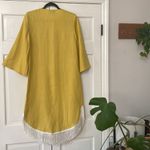 Cara Cara Molly Caftan Yellow Linen Dress White Embroidered Fringed Hem Size XS‎ Photo 7