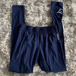 Gymshark Navy Blue/White Elastic Stretch Waist Leggings Photo 0