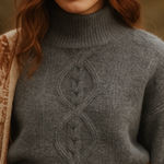 VERO MODA Gray Cable Knit Mock Neck Cropped Sweater Size Small Photo 0