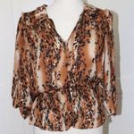 Parker 100% Silk Leopard Print Peplum Blouse Size XS Fun Festive Holiday Dressy Photo 1