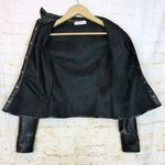 Bailey 44 Elliana Eco Faux Leather Top Womens S Black Ruched Button Front $178 Photo 8