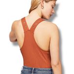 Free People  Womens Little Gingy Tank Top Lace V Neck Bodice Rust Orange Small Photo 7