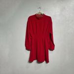 ZARA Red Pleated Mock Neck Long Sleeve Mini Dress Sz L Photo 1