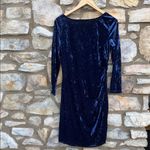 Navy Blue Velour/Velvet Dress long sleeve size large Photo 2