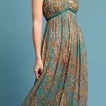Anthropologie Ranna Gill Beaded Sequin
Paisley Teal Maxi Dress Size 0 Photo 0