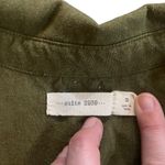 Suite 2939 Linen Blend Cropped Khaki Green Button Down Shirt medium Photo 2