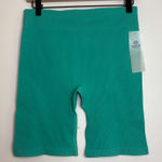 Mono B Ribbed Biker Shorts Women's L Green Stretch Nylon Spandex NWT Size L Photo 0