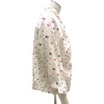 Christopher & Banks  Petite Medium White Button Up Shirt Pink Red Heart Print Top Photo 2