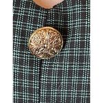 Betsy's Things Vintage Green Plaid Cotton One Piece Gold Button Dress Size 14 Photo 6