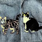 Vintage 90ās Embroidered Cats Denim Jean Jacket Blue Size M Photo 1