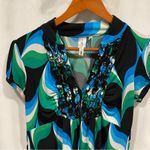 Heart soul Y2k green blue ruffle collar tie back babydoll flowy top stretchy Photo 6