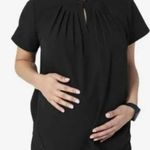 FIGS Women's L Top Maternity Chira Somotillo Black Pleated Keyhole Pockets Photo 0