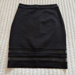 Bebe Double Mesh Insert Stripe Pencil Skirt Black NWT $69 Sz 6 Photo 0