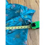 Vintage Teal Chinese Silk Floral Blouse Short Sleeve Size 40 By Folk Squirrel Green Photo 7