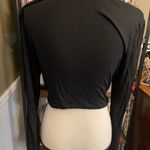 SheIn  Black Ruched V-Neck Long Sleeve Blouse Photo 1