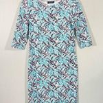 Saint James Atelier Women's Teal & Navy Leaves Jersey Knit Dress Size 6 Photo 0