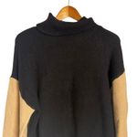 Sanctuary  Black Tan Colorblock Long Sleeve Turtleneck Pullover Sweater Medium Photo 6