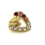 VTG Carla Signed 12K Gold Filled Multi‑Color Rhinestone Heart Brooch Photo 1