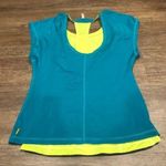 Lucy Layered Cutout Racerback Athletic Shirt Tank Top Tee Shirt XS Extra Small Green Photo 4