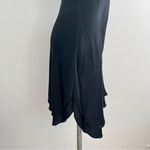 Vintage 90s Black Y2K 100% Silk Asymmetrical Hem Slip Midi Dress Size 10 Photo 5