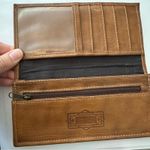 Leaders Vintage Brown Tooled Leather Floral Embossed Checkbook Wallet Photo 5