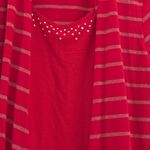 White Stag  Red and Metallic Striped Cardigan Set Photo 1