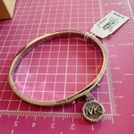 Michael Kors  Bangle Bracelet Silver Tone Circle Round Charm Diamonds Paved Logo Photo 2