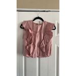 Karina Grimaldi Karina‎ Grimaldi Revolve S Pink Ruffle Linen Blouse Button Back Feminine Fairy Photo 5
