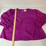 Farm Rio  For Anthropologie Kelsie Cotton Peasant Blouse Purple Size Medium Photo 4