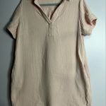 3 Dot Waffle Knit 100% cotton Blush Pink Collared Dress sz Large Photo 0