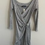 Akira Grey Stretch Knit Wrap Dress Photo 0