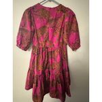 Farm Rio  Artsy Leopard tiered mini dress magenta and orange women's XS Photo 2