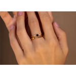 Boutique NEW Dainty 14k Gold Plated S925 Ring Black Melee Stackable Minimalist Band Sz 8 Photo 2