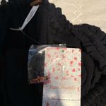 Free People NWT  No More Tiers Black Blue Beaded Tassel Crop Tube Top Size S Photo 5