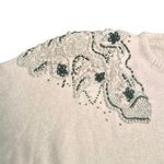VTG 80s Newcomer Beaded Shoulder Off White Sweater Sz L Gray Size L Photo 2