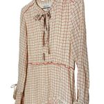 DEREK LAM 10 Crosby Cream Red Tiered Windowpane Asymmetrical Ruffle Dress Size 8 Photo 3