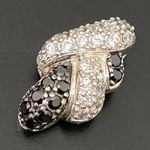 Unique Vintage Sterling Silver 925 Black Clear Pave Twisted Slider Pendant 3g. Photo 5