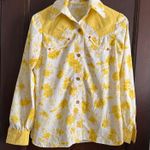 Handmade Vintage Yellow Floral Western Style Button Down Shirt | Small Photo 0