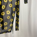 NYC Small Sheer Sunflower Mesh Kimono Beach Coverup Boho Summer Longline Black Photo 2