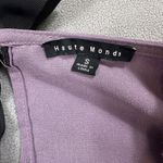 Haute Monde  Blouse Top Small Lavender Ruffle Bell Sleeve Bow Back Black Ribbon Photo 3