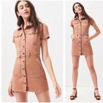 PacSun Mini Utility Dress Womens S Brown Rigid Button Down Safary Retro Tomboy Photo 1