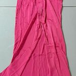 Hot Pink Magenta Satin Silk Split Photo 0