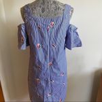 Bobeau Floral-striped blue and white summer mini dress Photo 5