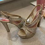 Pink and pepper  Gold Multi Texture Strappy Heels Pumps Photo 3