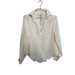 7 For All Mankind Cream White Bubble Sleeve Zip Up Detail Blouse size XS NWT Photo 1
