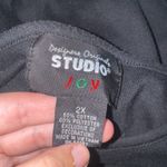 Studio Joy Black Holiday Top 2X Embroidered Horn Holly Bows Christmas Plus Photo 4