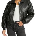 Rebecca Minkoff Women's Black Quilted Vegan Leather Bomber Jacket Photo 3